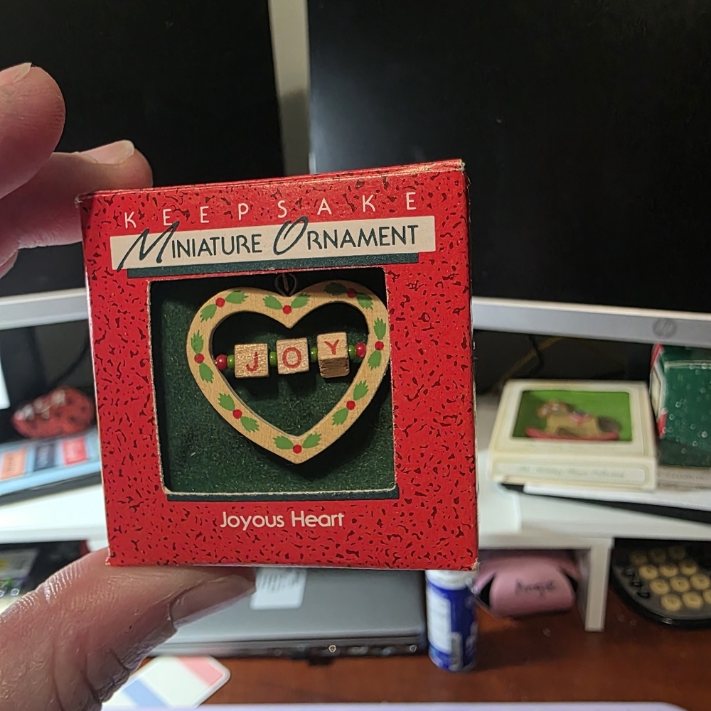 1988 Hallmark Keepsake Miniature Ornament with Heart and Joy Blocks